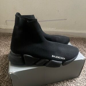 Balenciaga Black Knit High-Top Sneakers